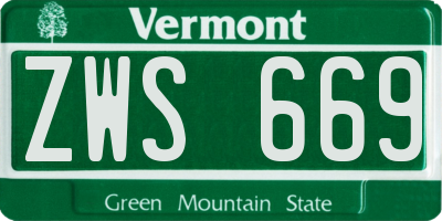 VT license plate ZWS669
