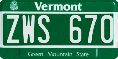 VT license plate ZWS670