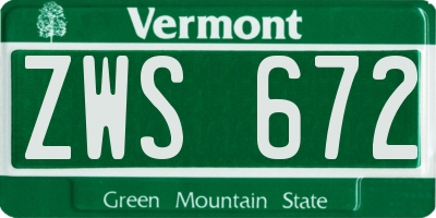 VT license plate ZWS672