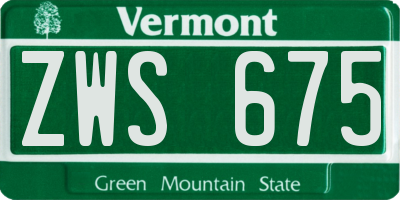 VT license plate ZWS675