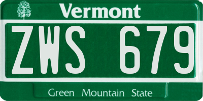 VT license plate ZWS679