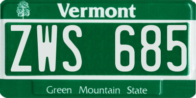 VT license plate ZWS685