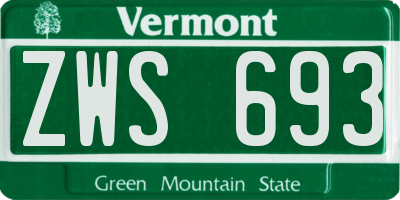 VT license plate ZWS693
