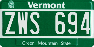 VT license plate ZWS694