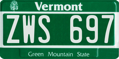VT license plate ZWS697