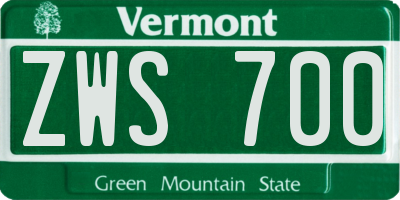 VT license plate ZWS700