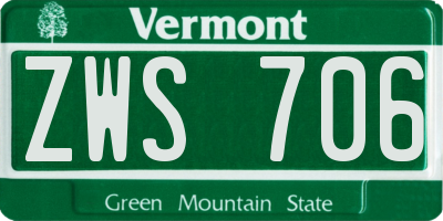 VT license plate ZWS706