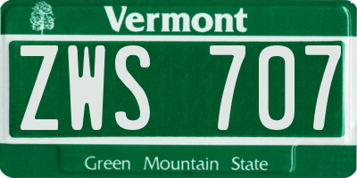 VT license plate ZWS707