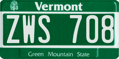 VT license plate ZWS708