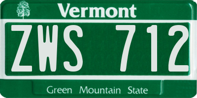 VT license plate ZWS712