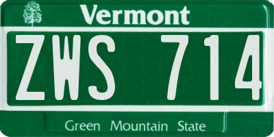 VT license plate ZWS714