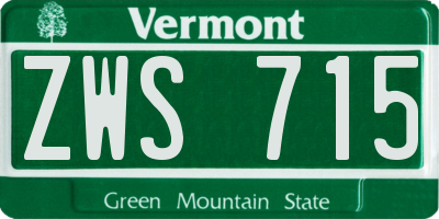 VT license plate ZWS715