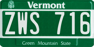 VT license plate ZWS716
