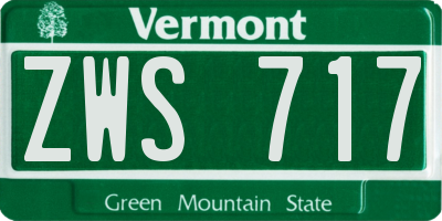 VT license plate ZWS717