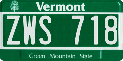 VT license plate ZWS718