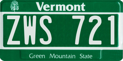 VT license plate ZWS721