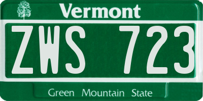 VT license plate ZWS723