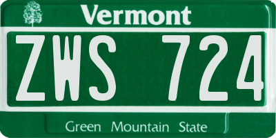 VT license plate ZWS724