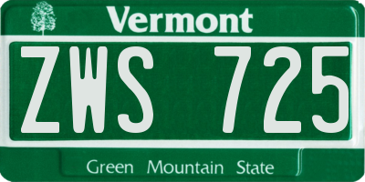 VT license plate ZWS725