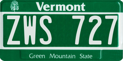 VT license plate ZWS727
