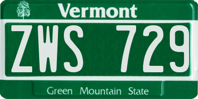 VT license plate ZWS729