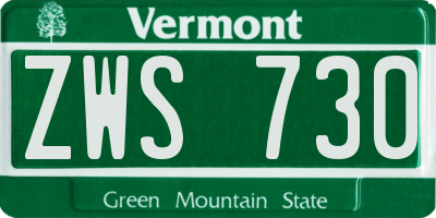 VT license plate ZWS730