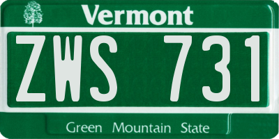 VT license plate ZWS731