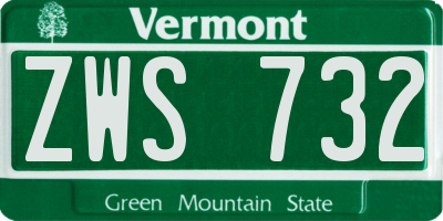 VT license plate ZWS732