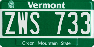 VT license plate ZWS733