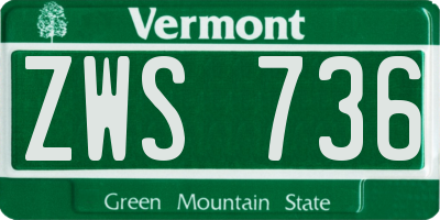 VT license plate ZWS736