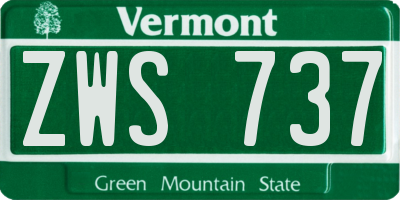 VT license plate ZWS737