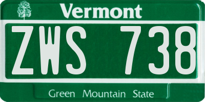 VT license plate ZWS738