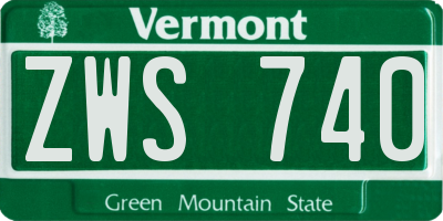 VT license plate ZWS740