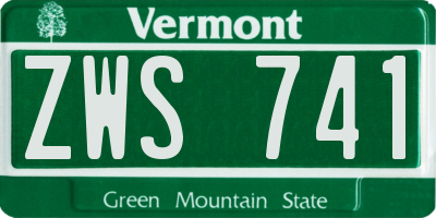 VT license plate ZWS741