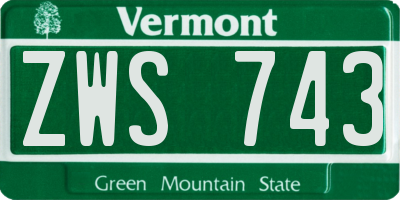 VT license plate ZWS743