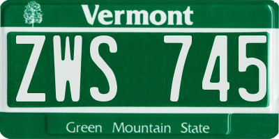 VT license plate ZWS745