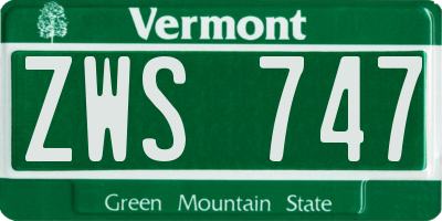 VT license plate ZWS747