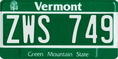 VT license plate ZWS749