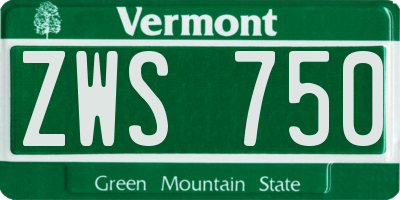 VT license plate ZWS750