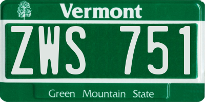 VT license plate ZWS751