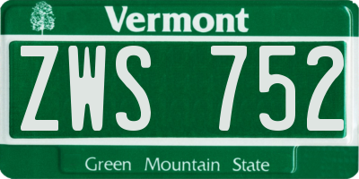 VT license plate ZWS752