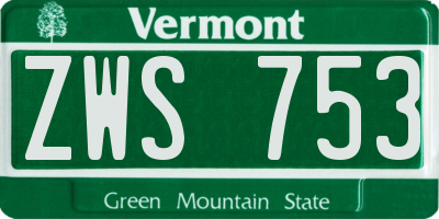 VT license plate ZWS753