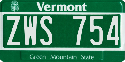 VT license plate ZWS754