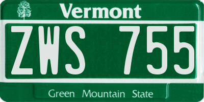 VT license plate ZWS755