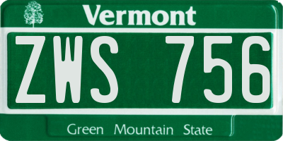VT license plate ZWS756