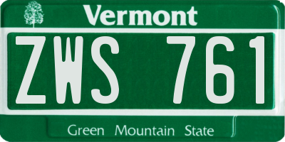 VT license plate ZWS761