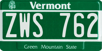 VT license plate ZWS762