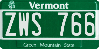 VT license plate ZWS766