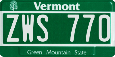 VT license plate ZWS770