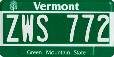 VT license plate ZWS772